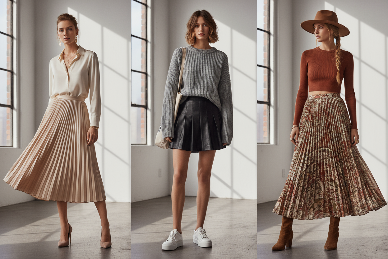 Faldas plisadas: cómo combinarlas en diferentes looks