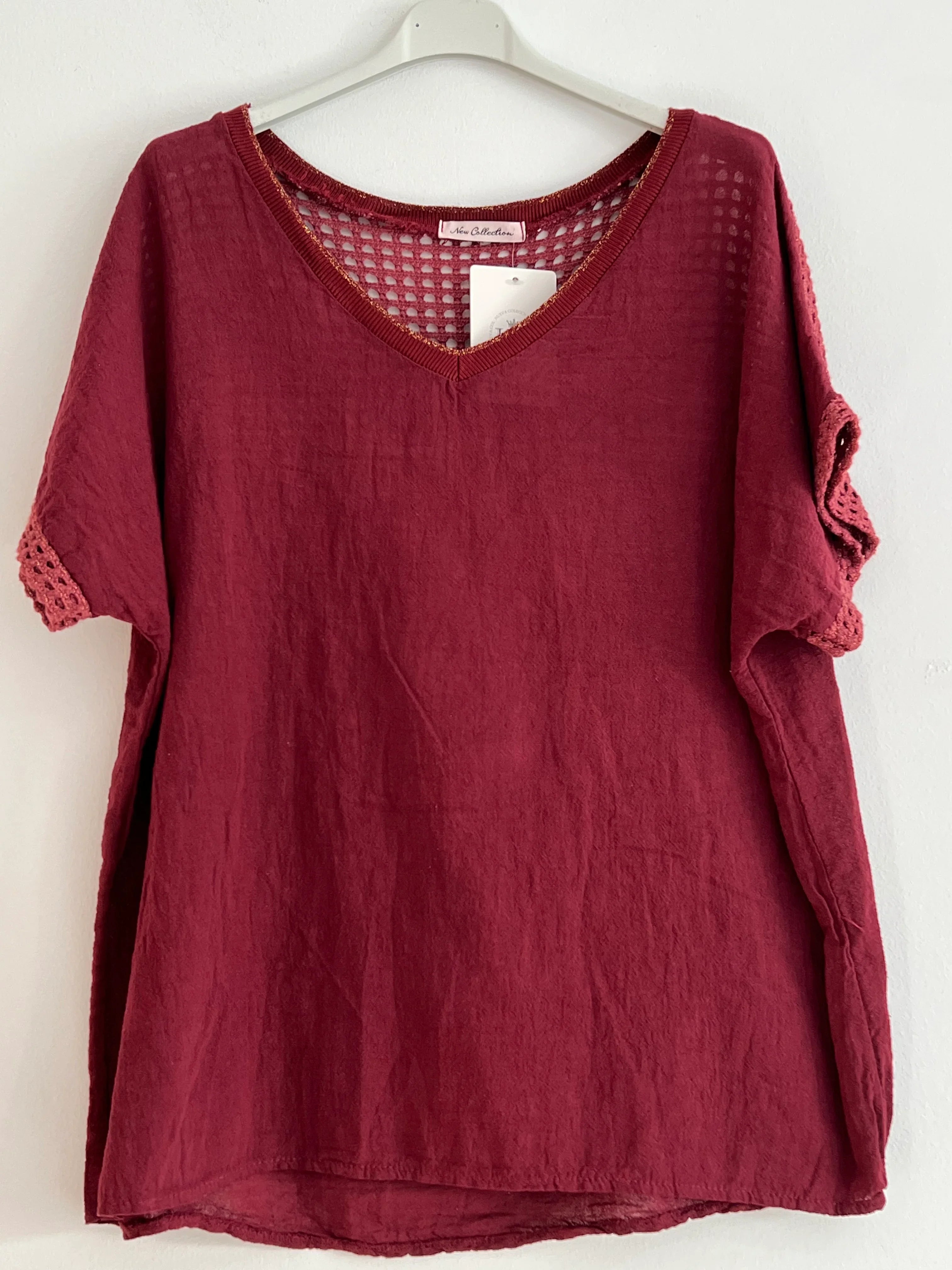 Blusa lino roja oscura