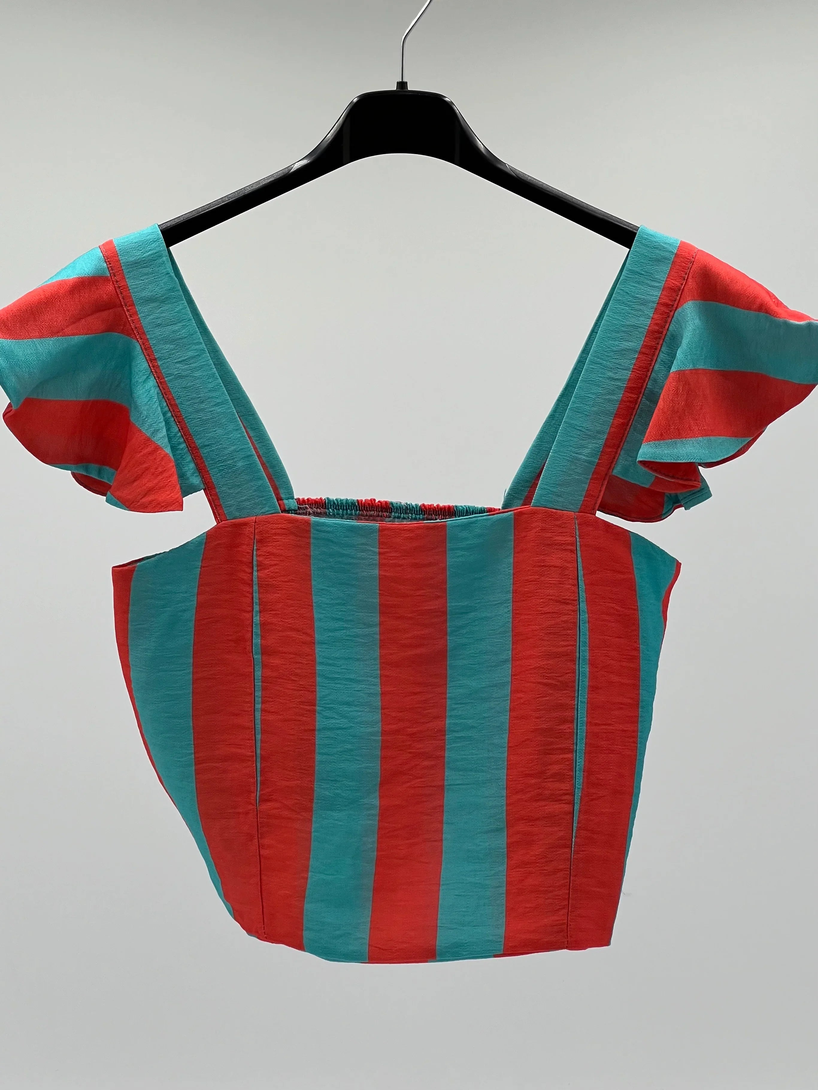 Top rayas naranja y verde agua