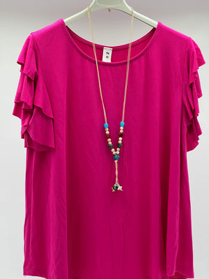 Camiseta volante fucsia