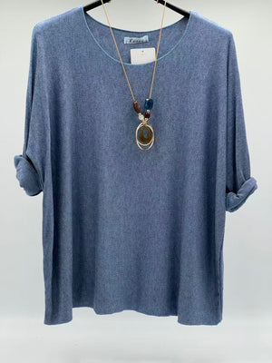 Camiseta básica punto azul vaquero