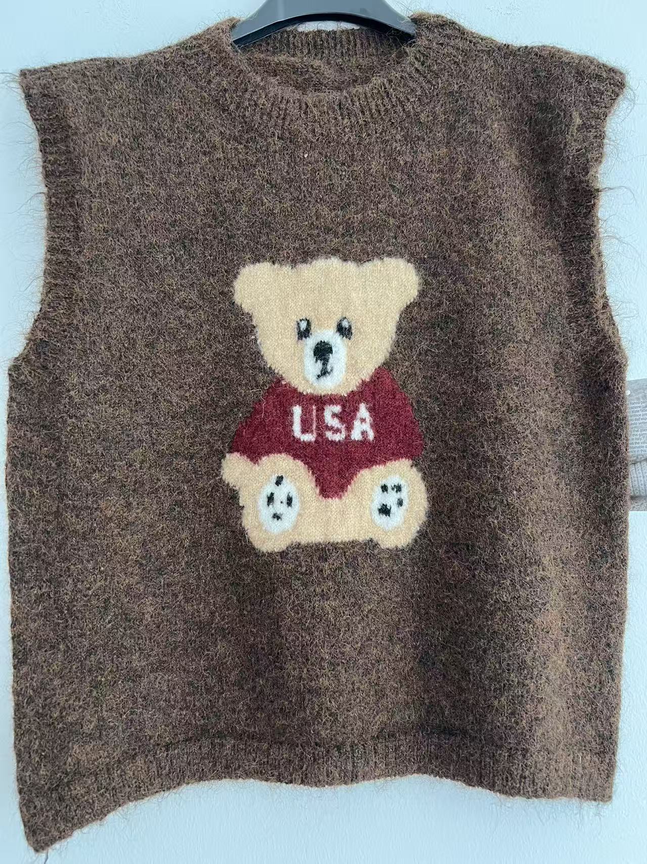 Jersey chaleco estampado ositos marrón