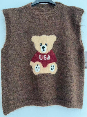 Jersey chaleco estampado ositos marrón