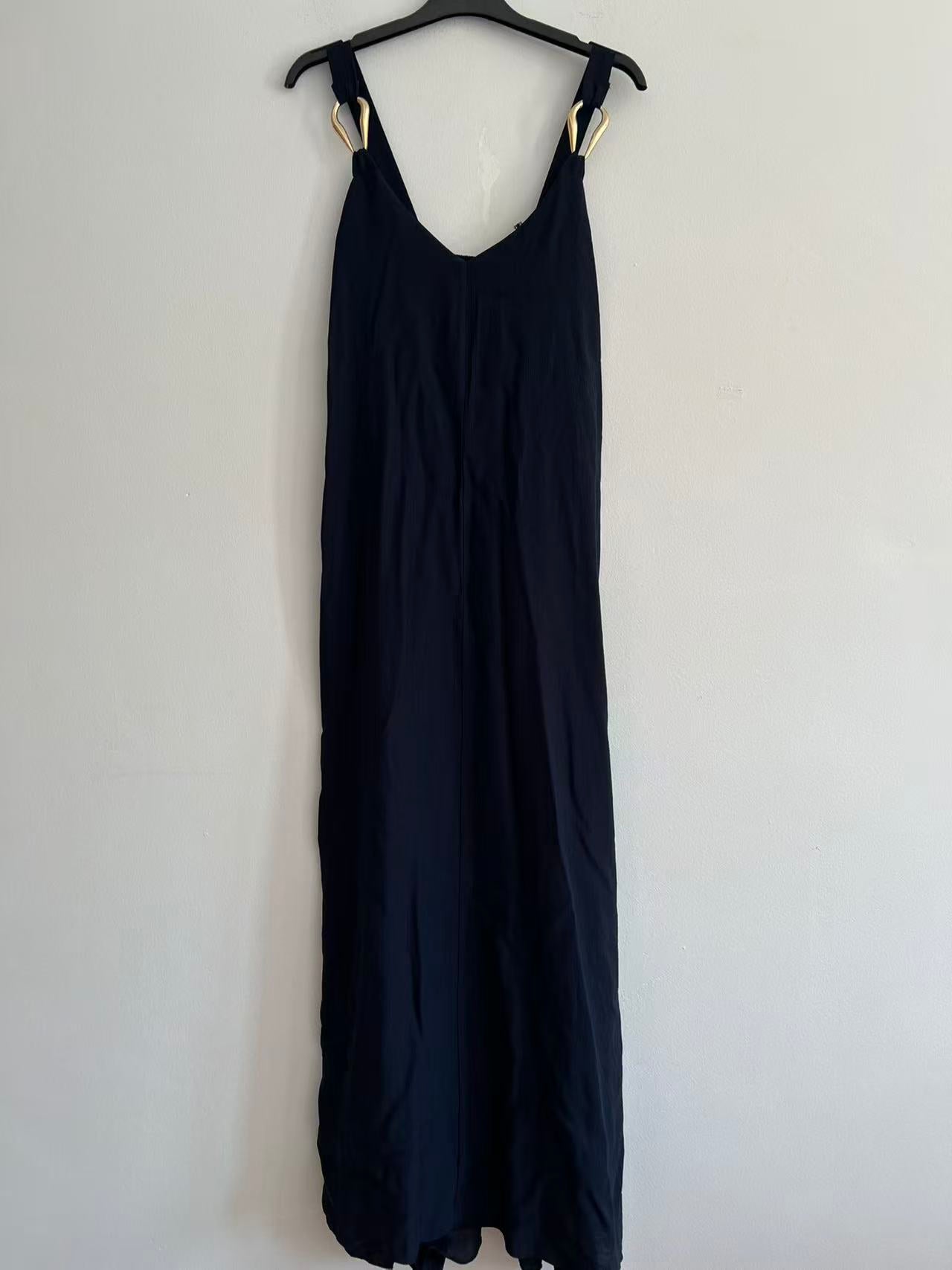 Vestido Largo Fluido de Tirantes con Anillas Metálicas