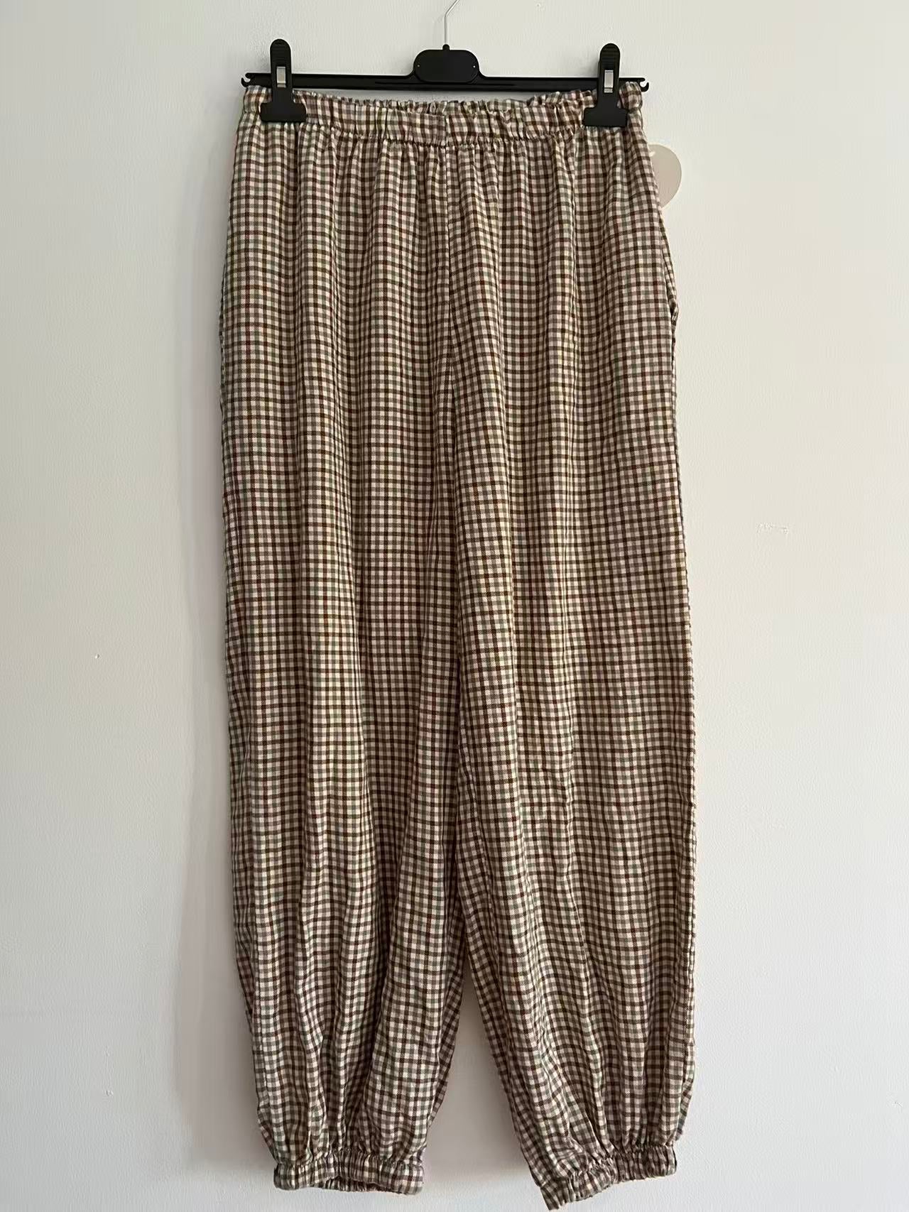 Pantalón cuadro largo marrón chocolate