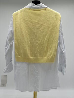 Camisa de Algodón con Capa de Punto Amarilla