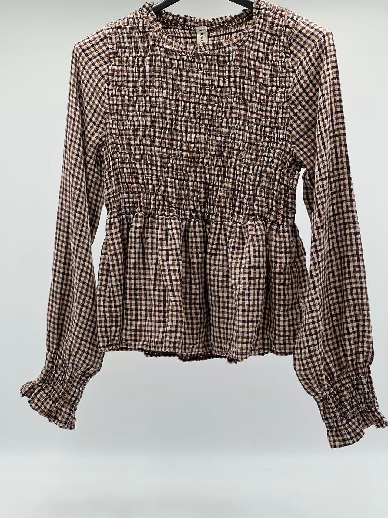 Blusa cuadro burdeos oscuro