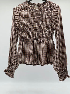 Blusa cuadro burdeos oscuro