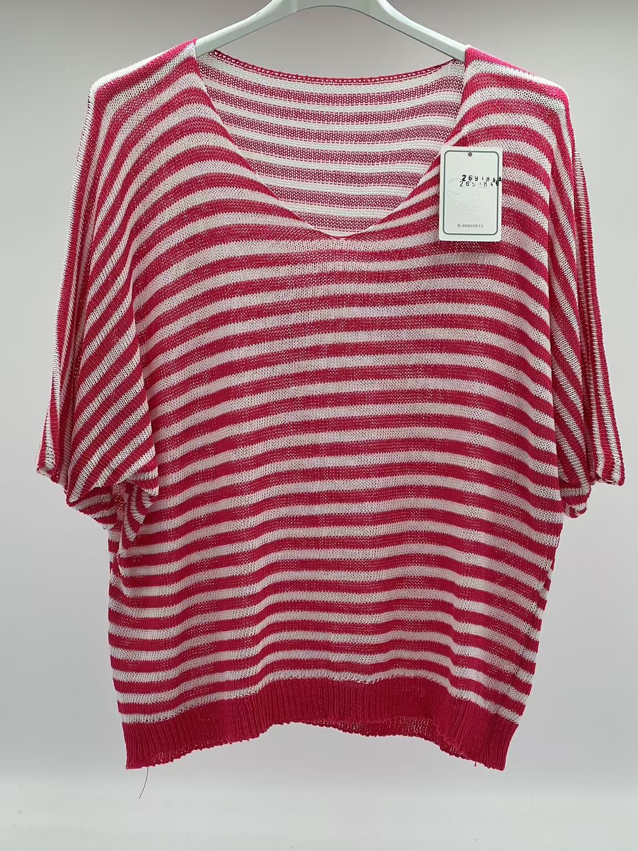 Jersey de Punto a Rayas Amarillo y Blanco Estilo Casual de Primavera