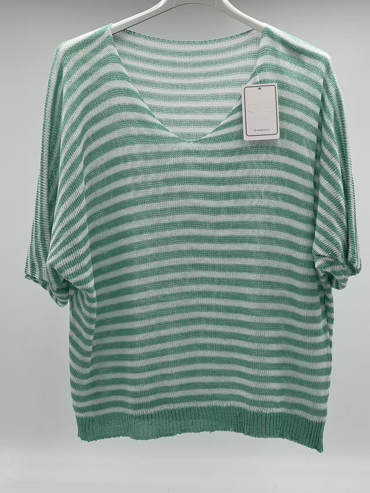 Jersey de Punto a Rayas Amarillo y Blanco Estilo Casual de Primavera