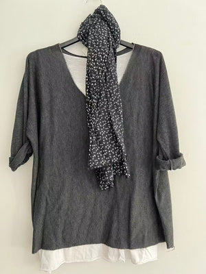 Conjuntos dos piezas con bufanda negro