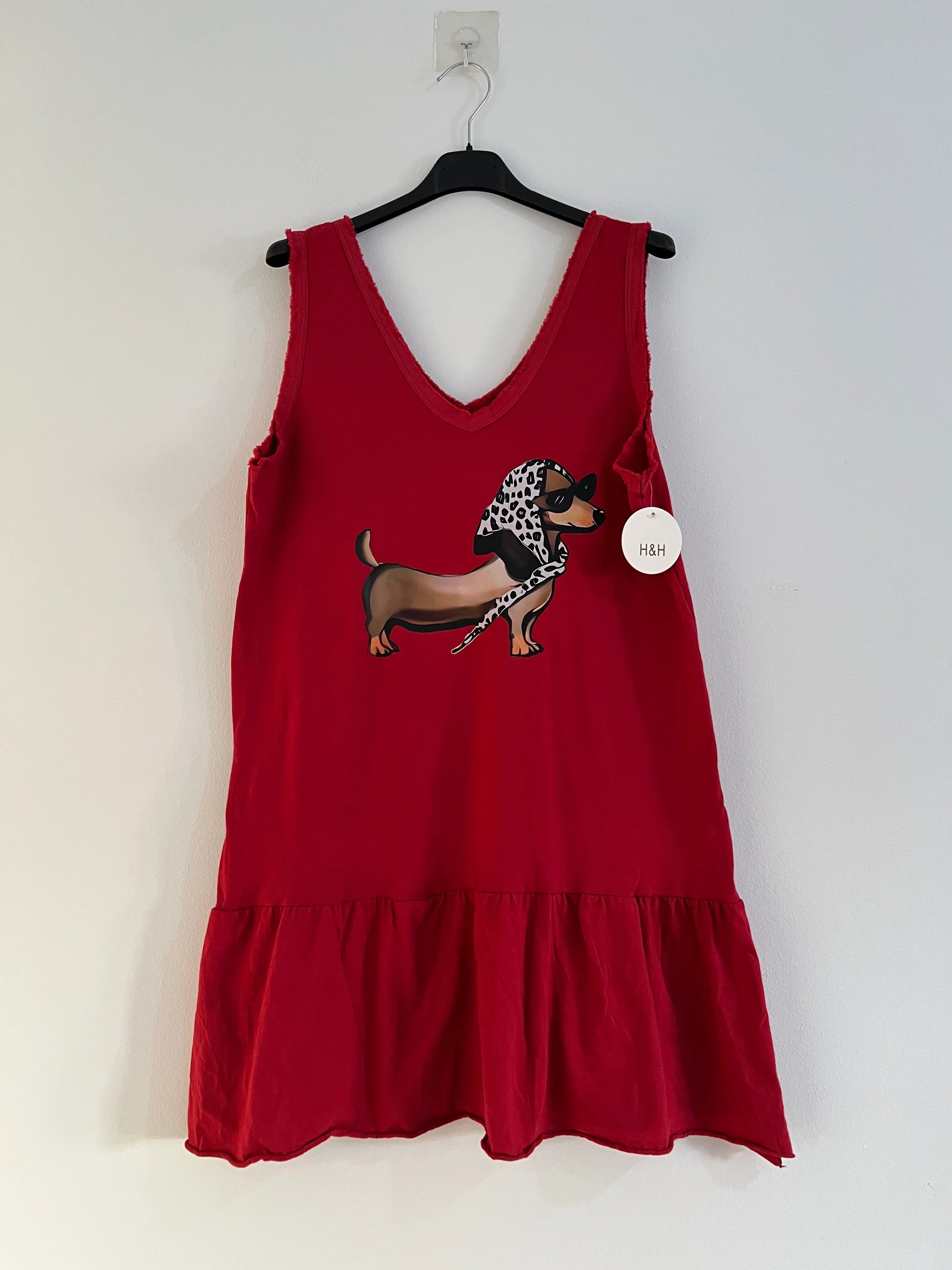 Vestido midi dibujo rojo