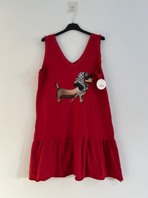Vestido midi dibujo rojo