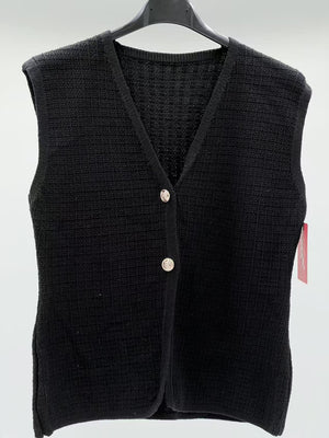 Jersey sin manga botones negro