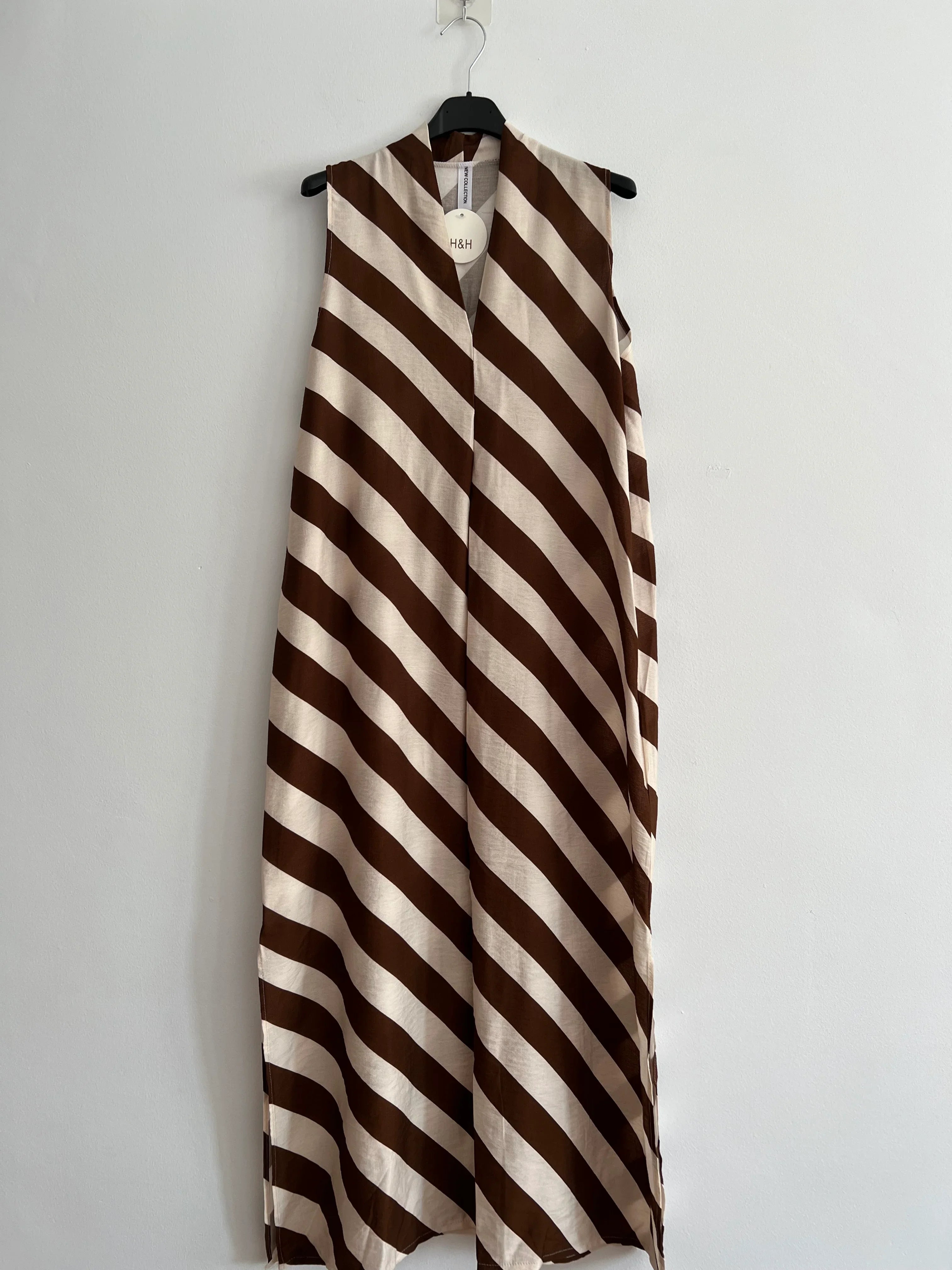 Vestido rayas marron y beige
