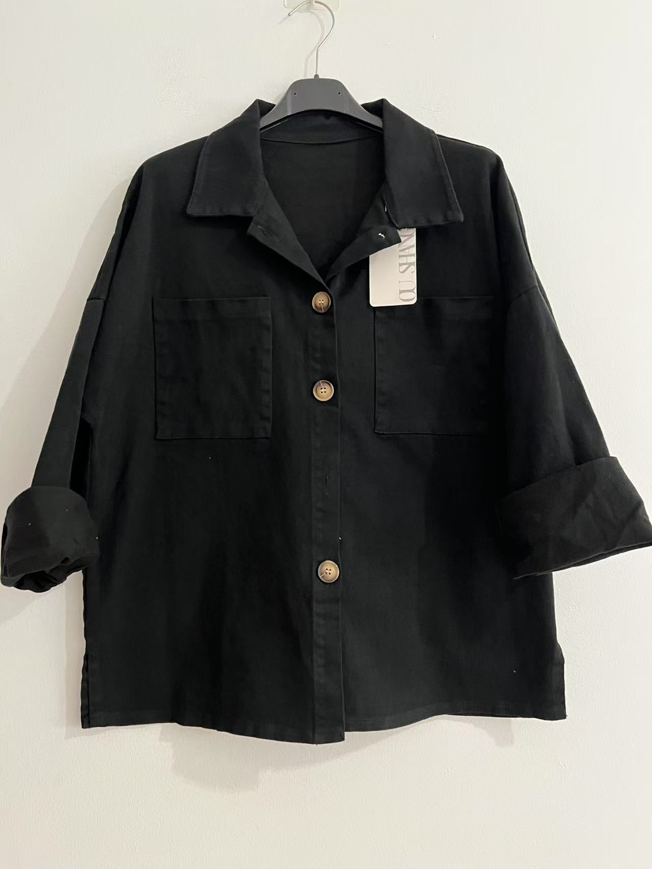 Chaqueta larga demin negra