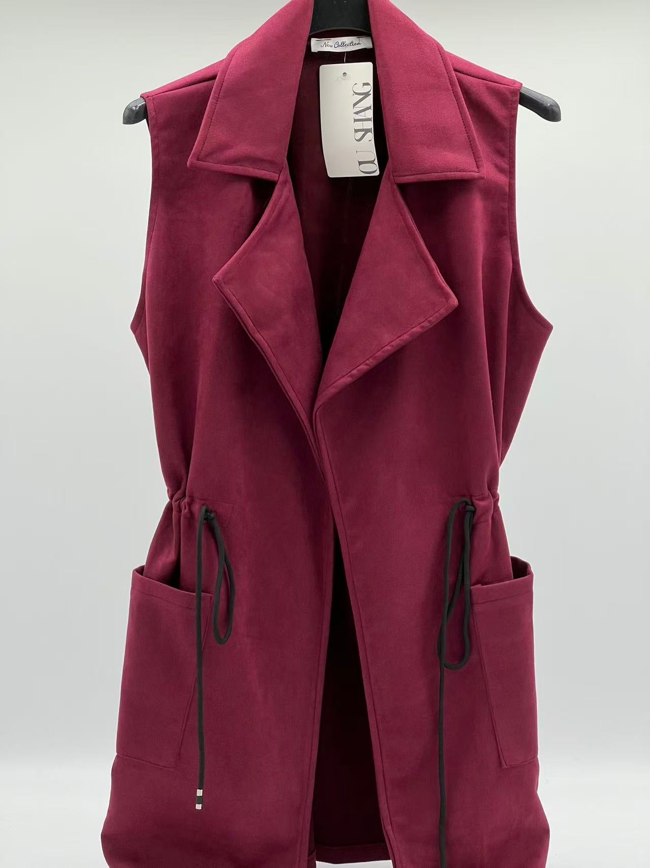 Chaleco antelina liso burdeos