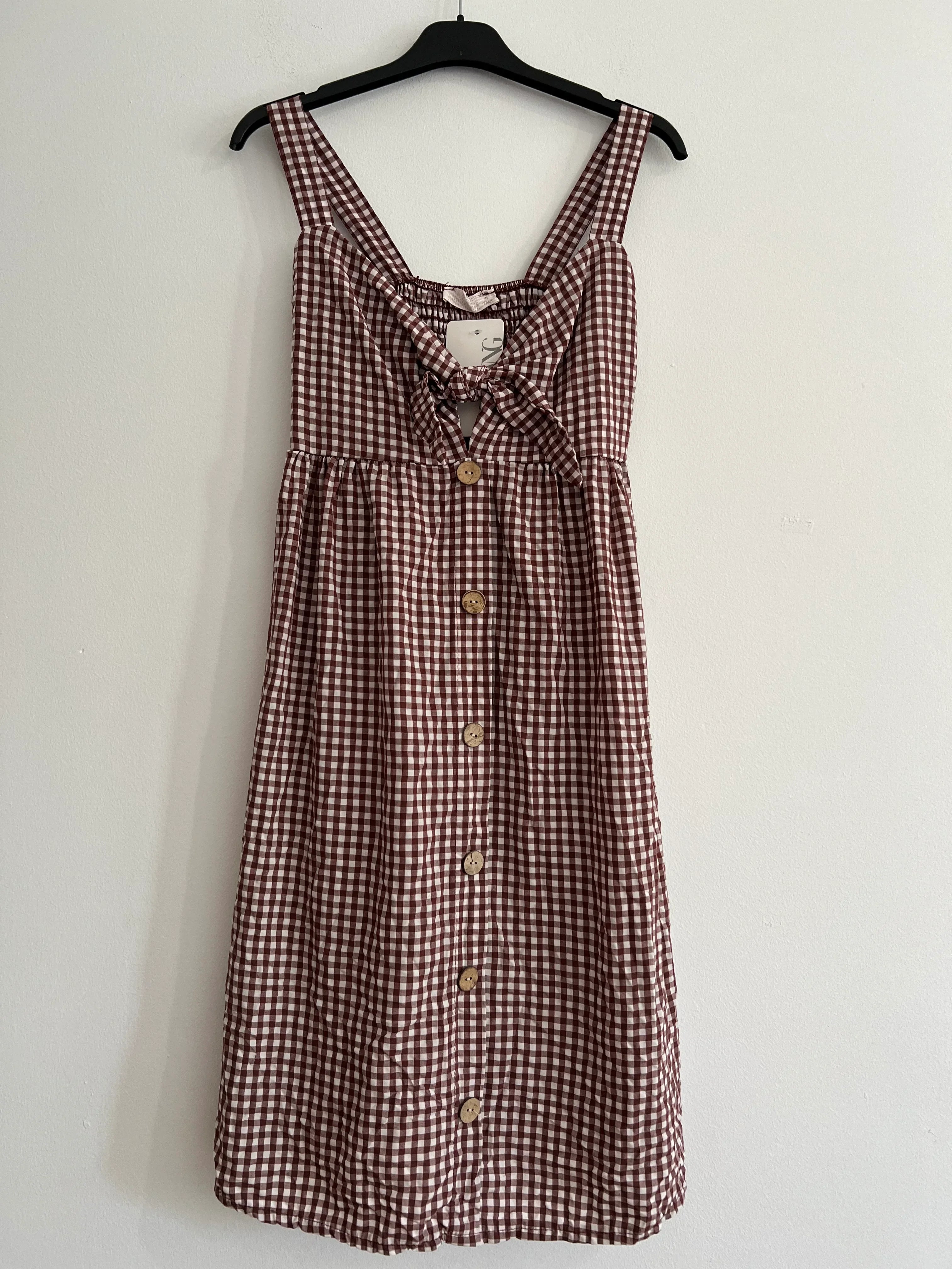 Vestido midi tirantes cuadro