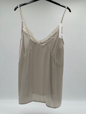 Tirantes raso encaje beige