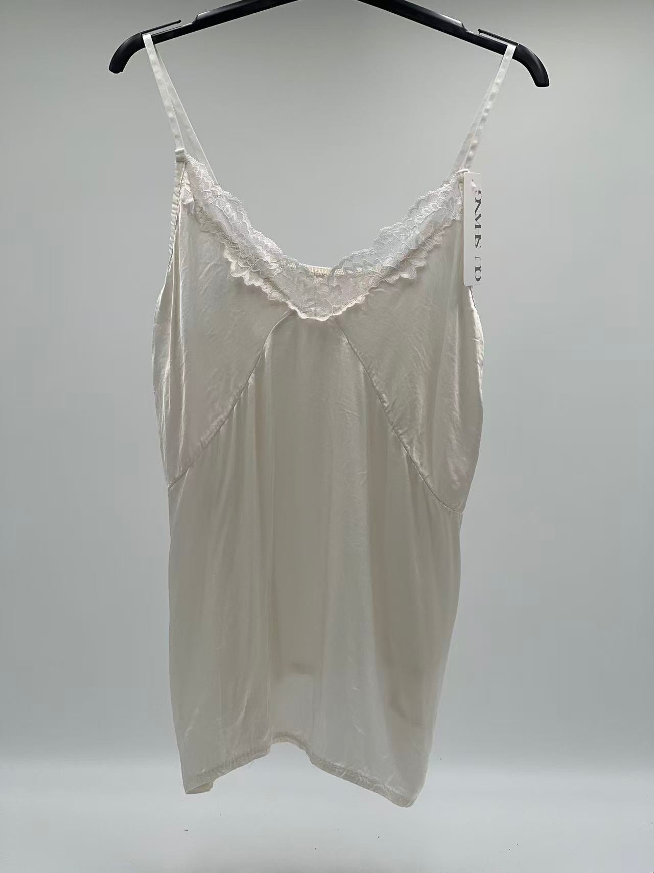 Tirantes raso encaje blanco