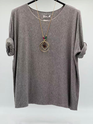 Camiseta básica punto taupe