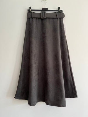 Falda antelina lisa gris oscuro