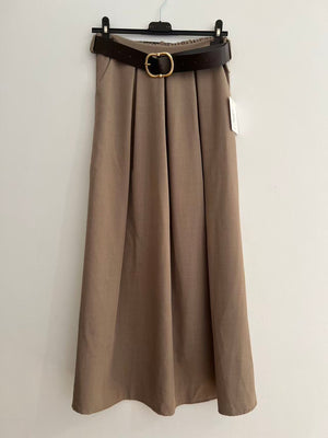 Falda larga lisa correa taupe