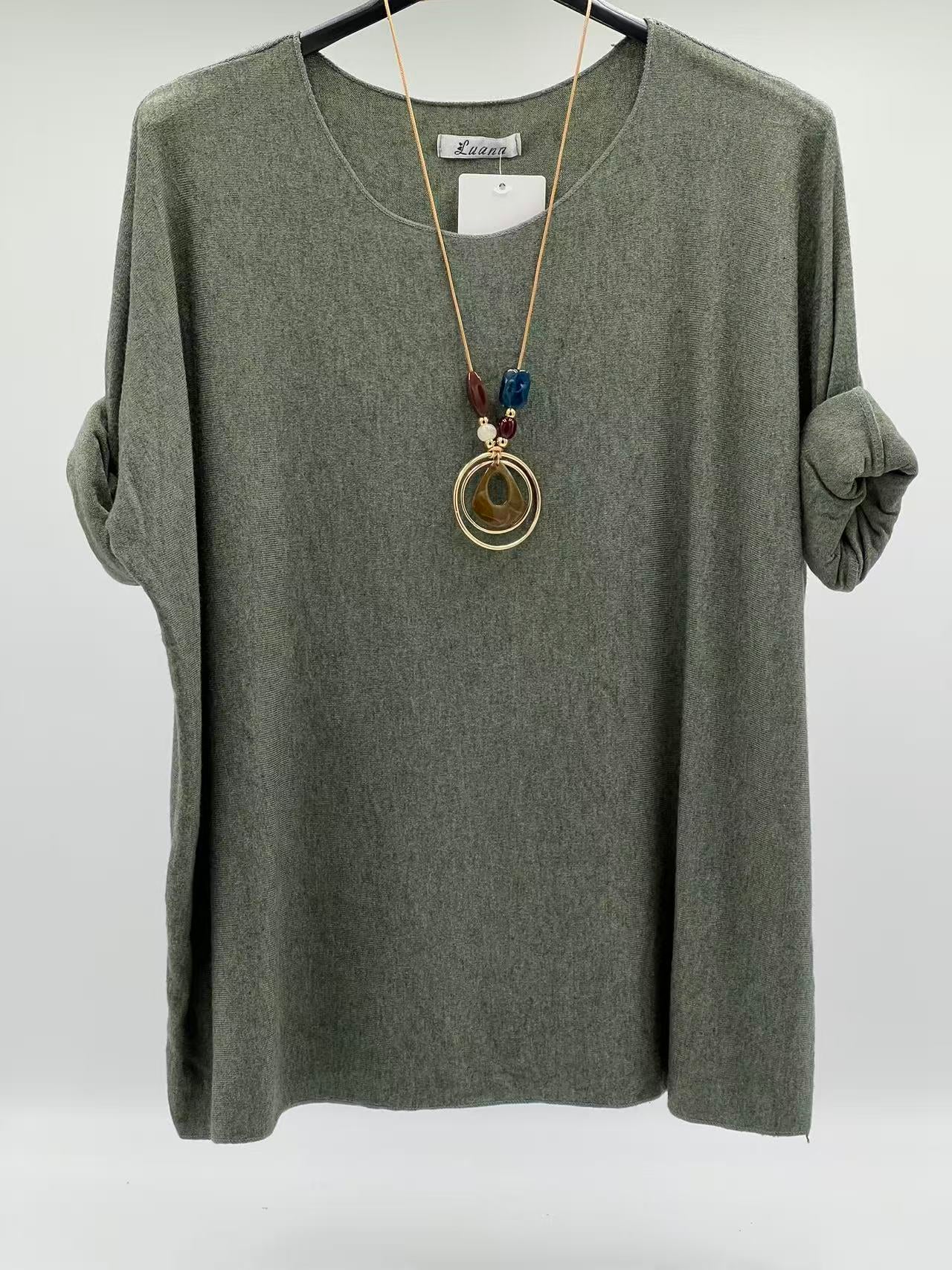 Camiseta básica punto verde caqui