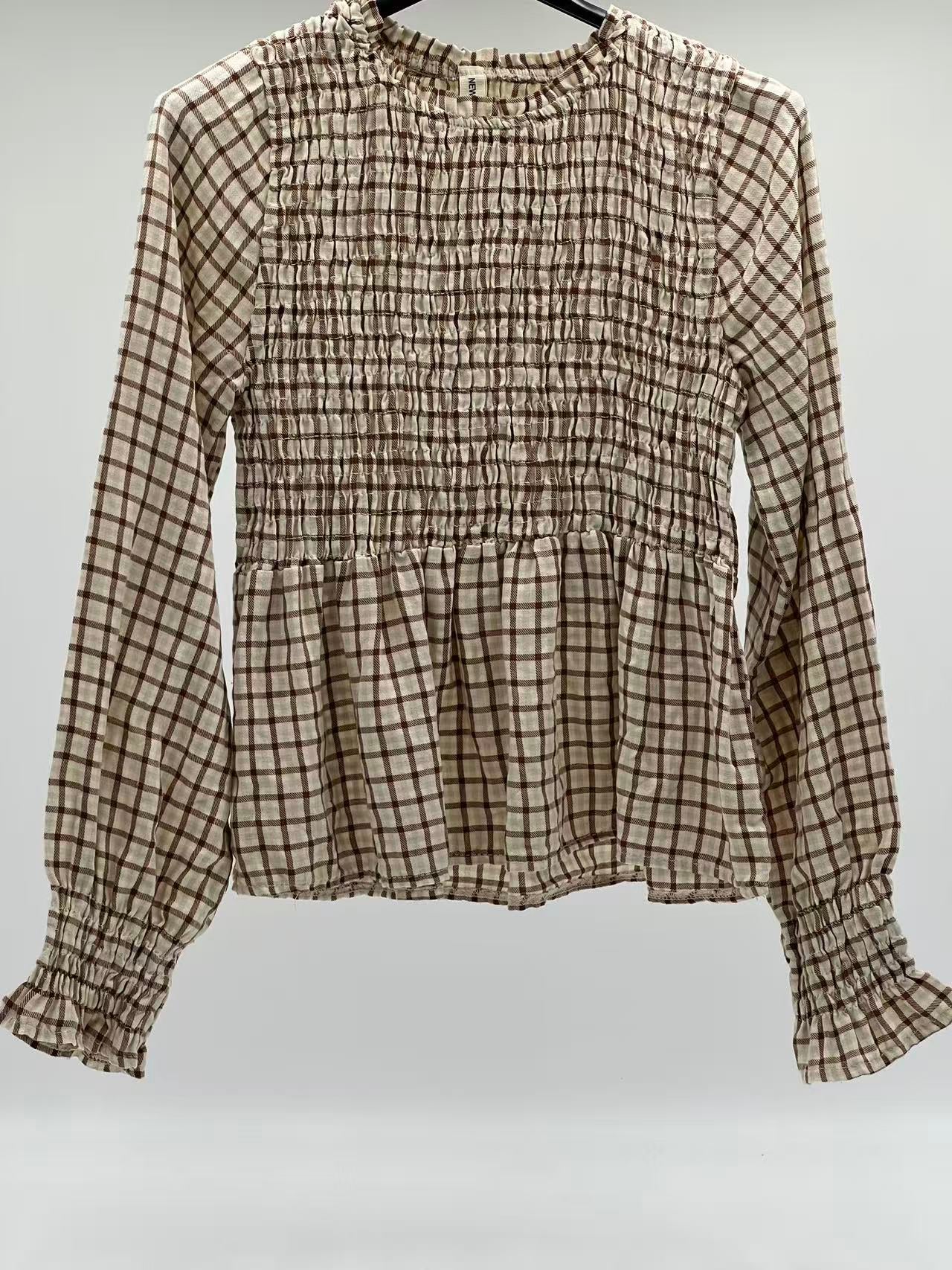 Blusa cuadro beige