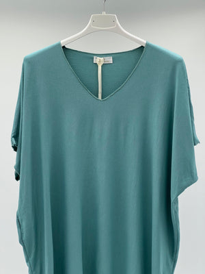 Camiseta pico verde agua