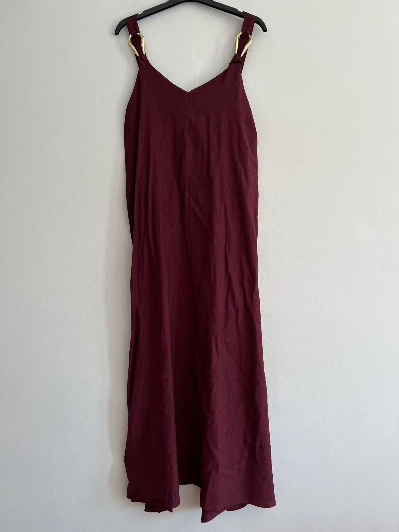 Vestido Largo Fluido de Tirantes con Anillas Metálicas