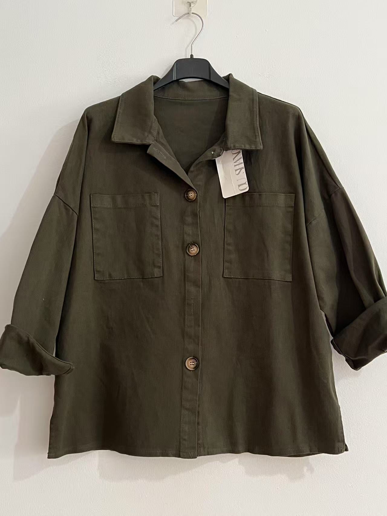 Chaqueta larga demin verde caqui