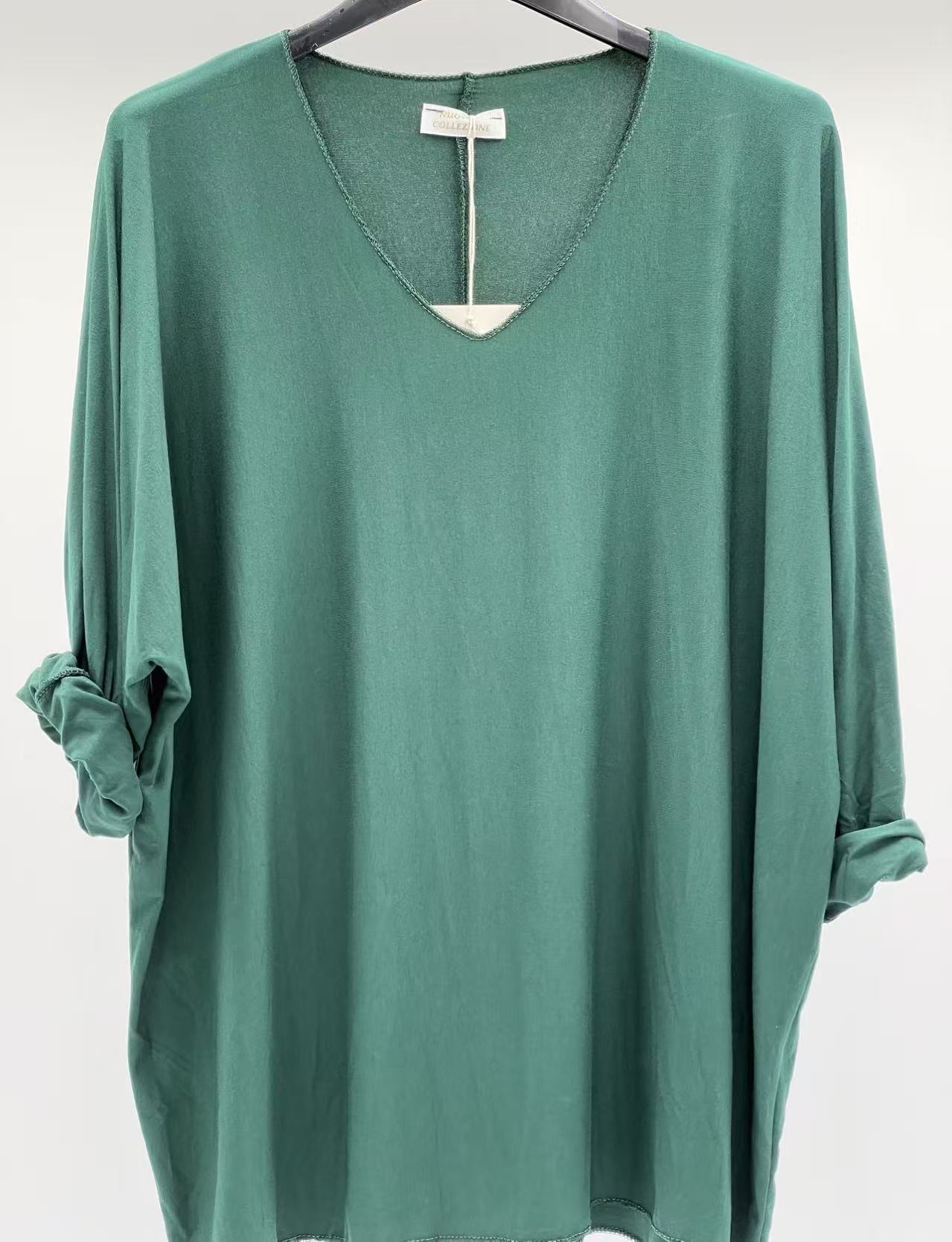 Camiseta básica manga larga verde botella