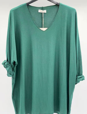 Camiseta básica manga larga verde botella