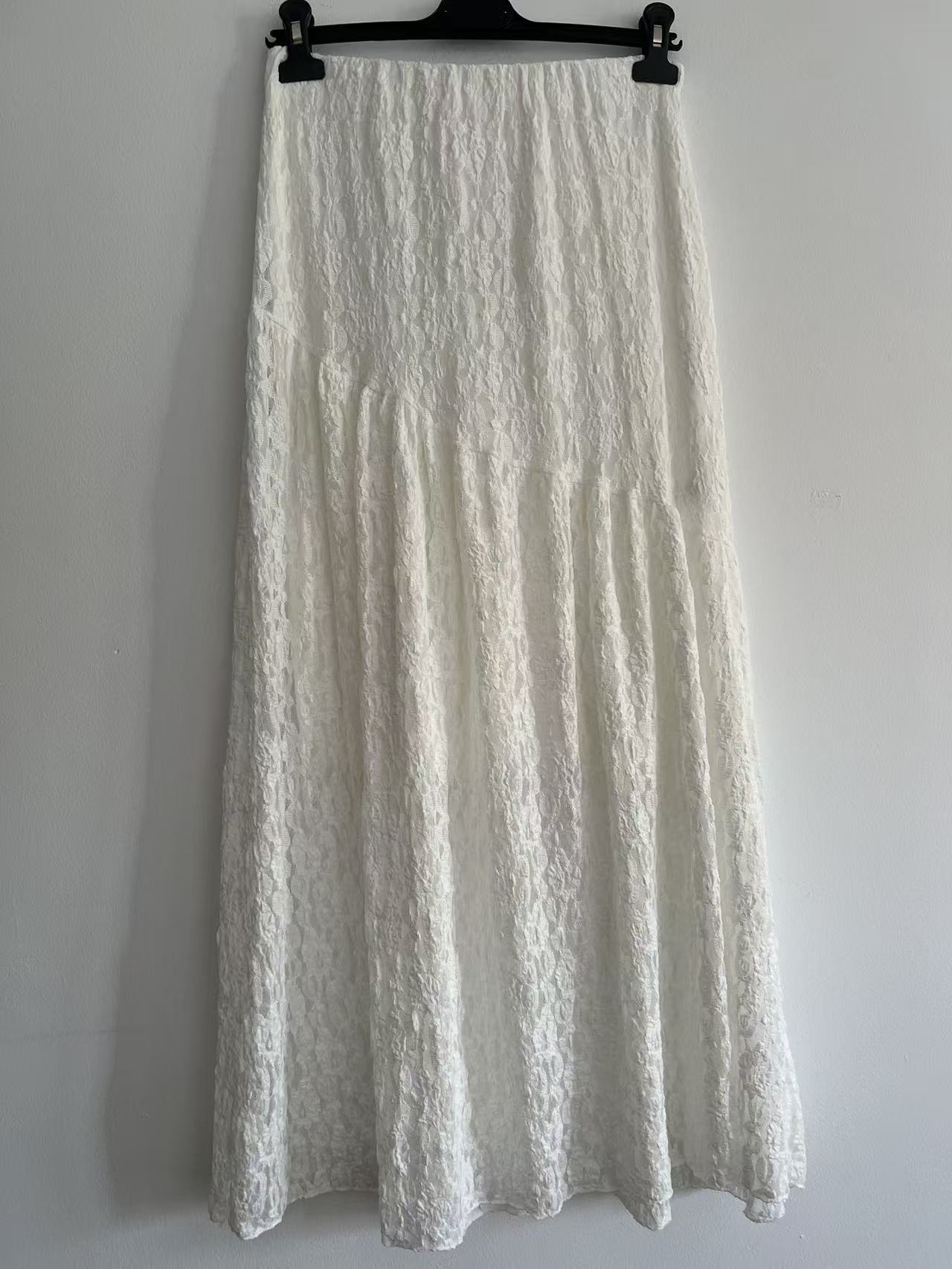 Falda larga encaje blanca