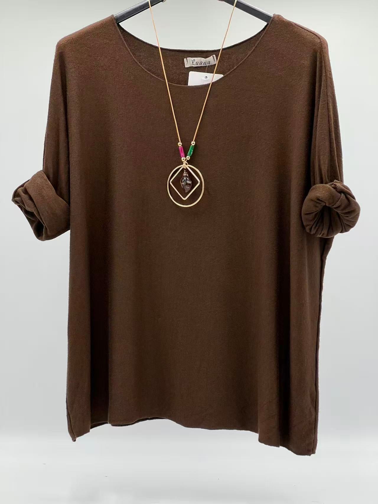 Camiseta básica punto marrón chocolate