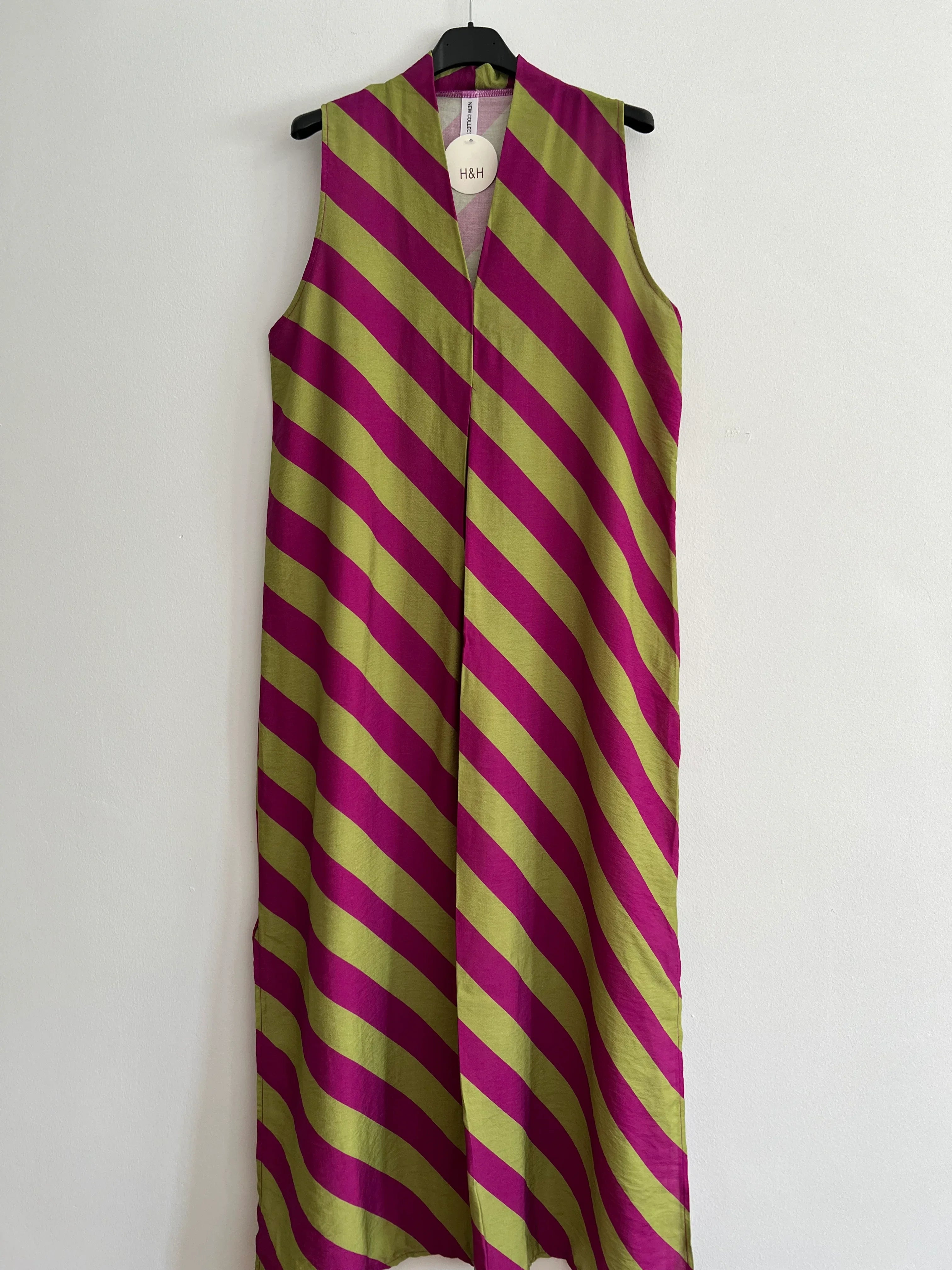 Vestido rayas verde pistccho y morado