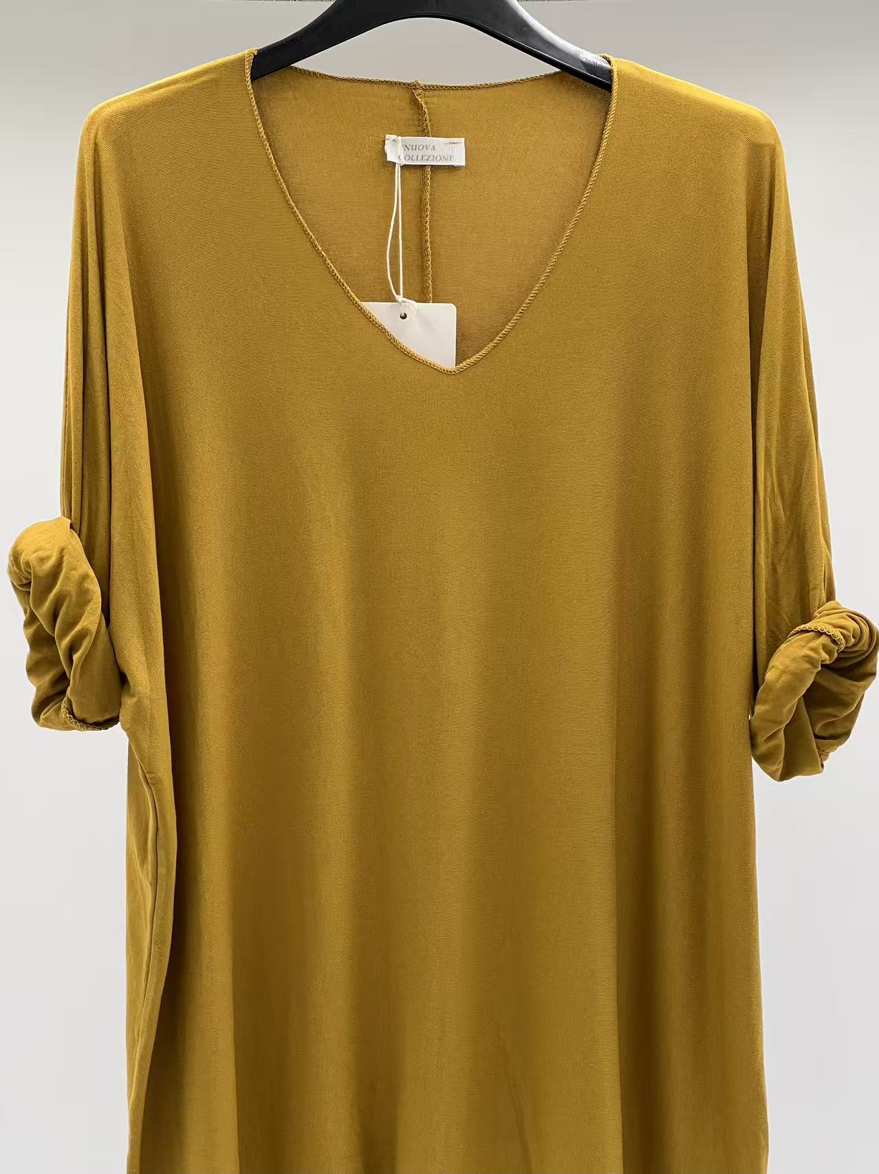 Camiseta básica manga larga mostaza