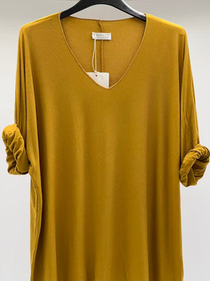 Camiseta básica manga larga mostaza