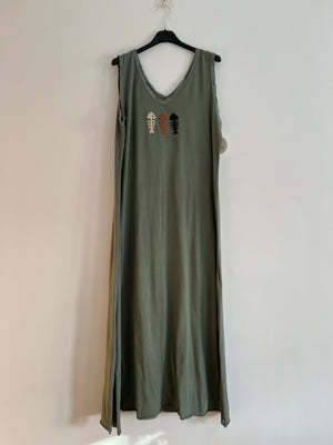 Vestido largo verde caqui