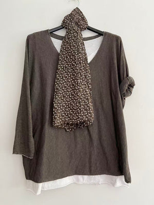 Conjuntos dos piezas con bufanda marrón