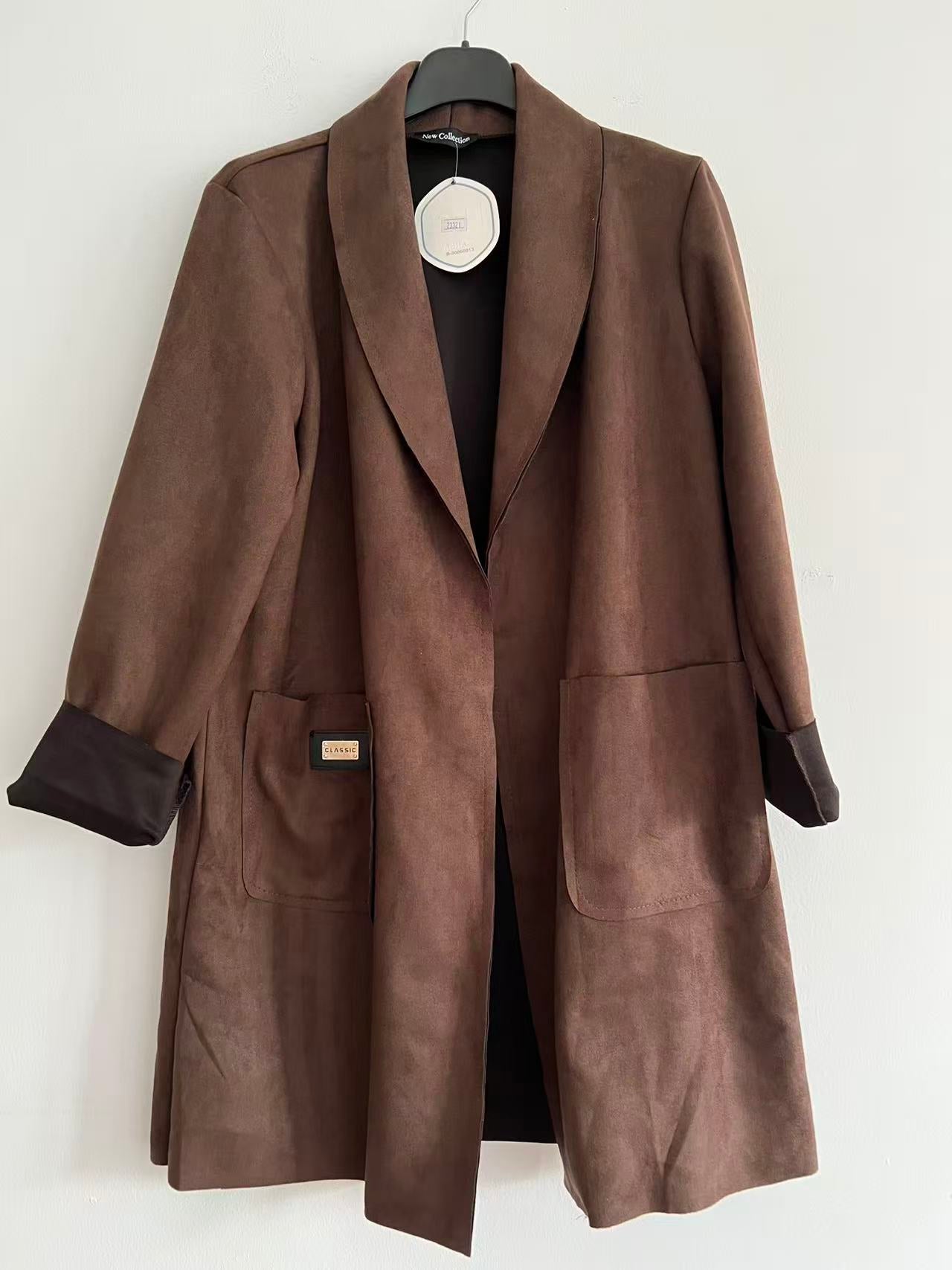 Gabardina antelina lisa marrón chocolate