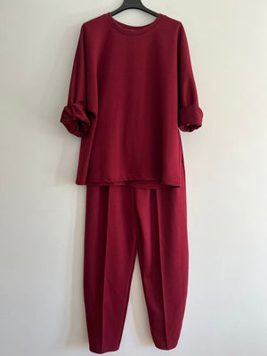 Conjunto chandal liso rojo oscuro