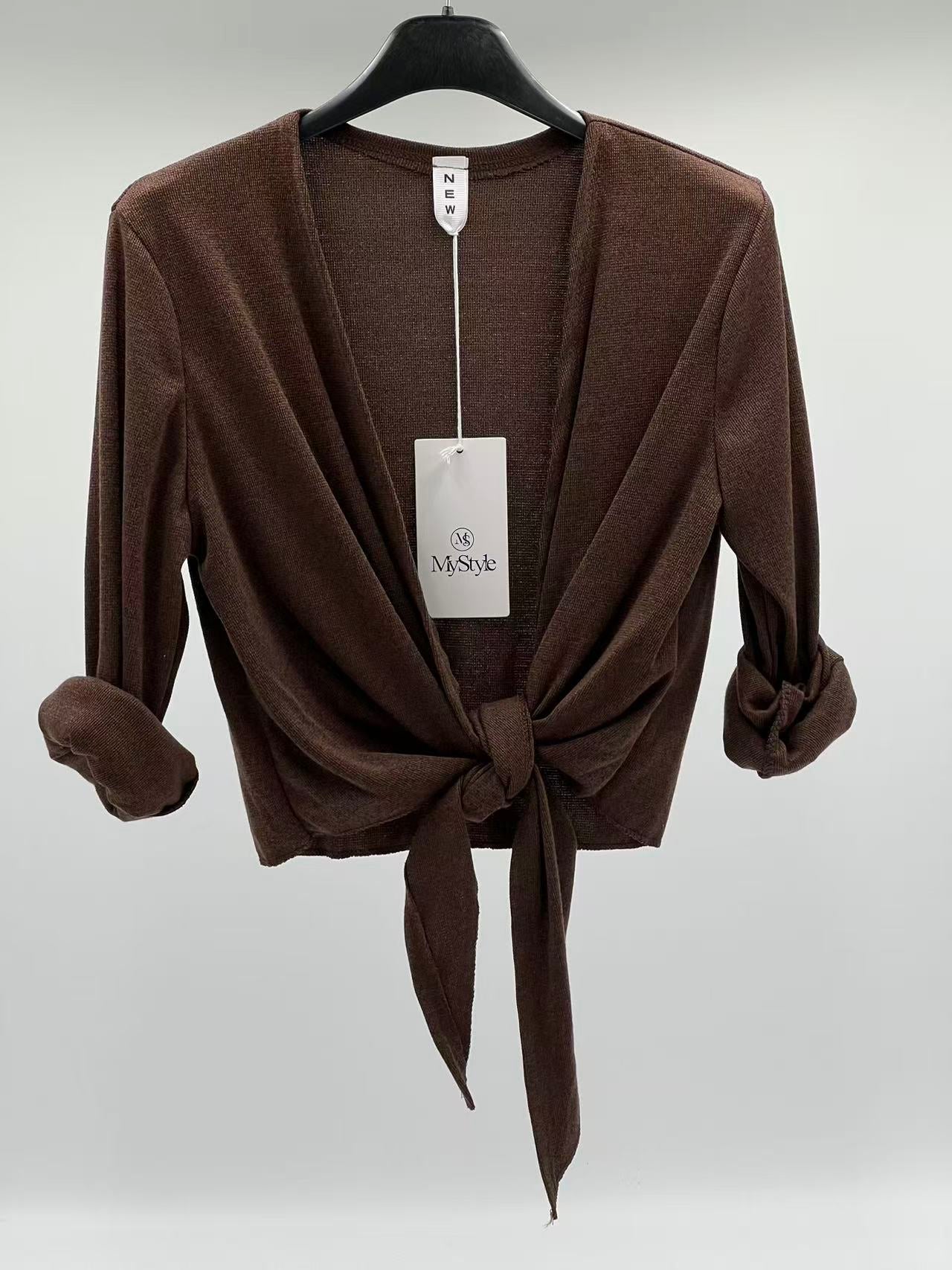 Rebeca corta marrón chocolate