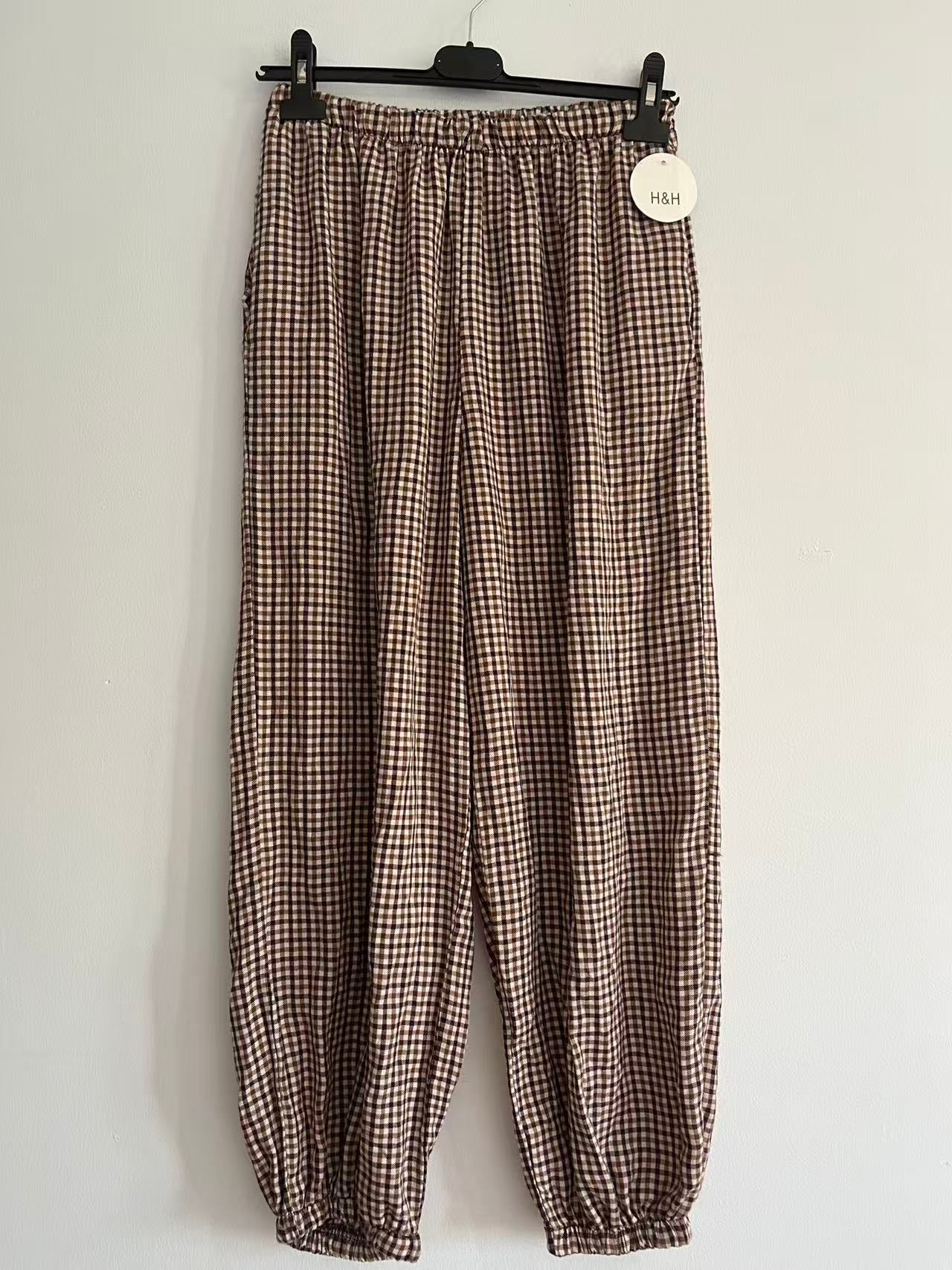 Pantalón cuadro largo burdeos