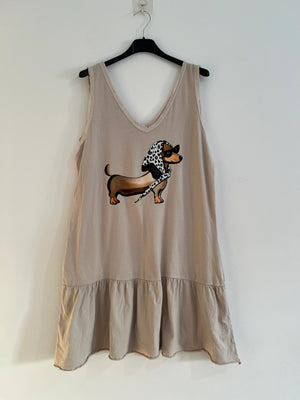 Vestido midi dibujo beige