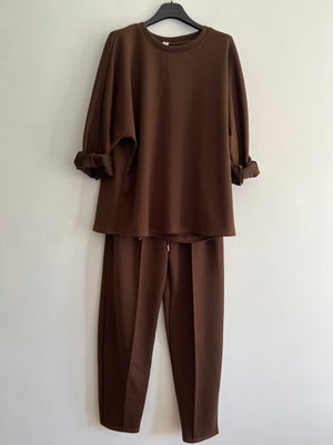 Conjunto chandal liso marrón chocolate