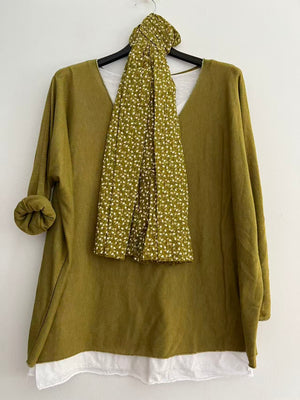 Conjuntos dos piezas con bufanda verde pistacho