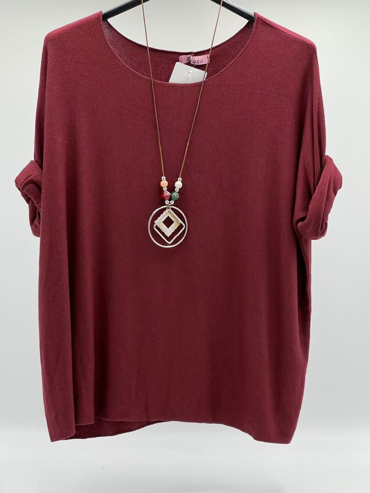 Camiseta básica punto burdeos