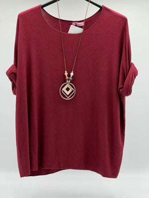 Camiseta básica punto burdeos